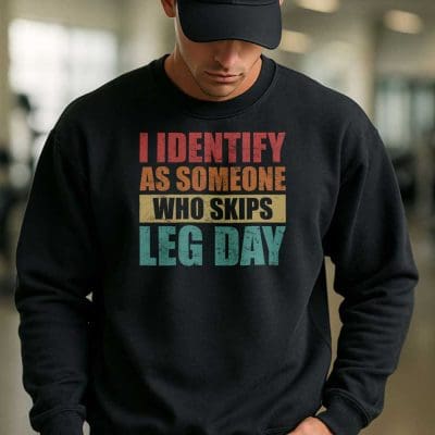 I Identify As Someone Who Skips leg Day T Shirt Mockup 18