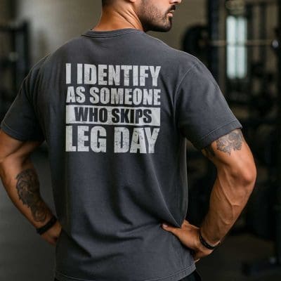 I Identify As Someone Who Skips leg Day T Shirt Mockup 19
